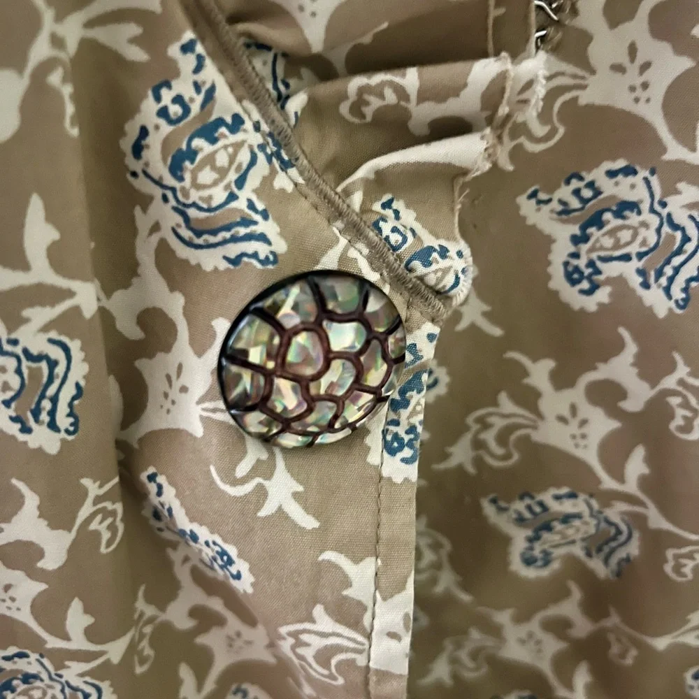 Banana Republic Women's Large Beige Floral Casual Blazer with Ruffle Collar - Picture 4 of 9